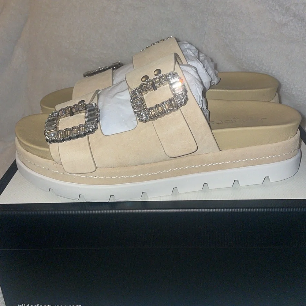 NWT J/SLIDES RICE Sand Suede Sandal - Picture 11 of 15